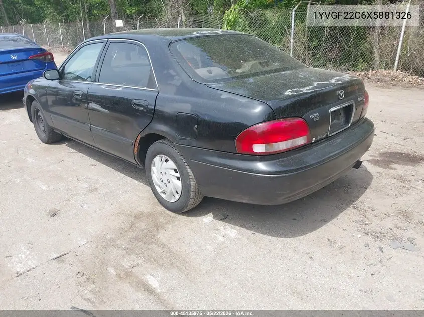 1999 Mazda 626 Es/Lx VIN: 1YVGF22C6X5881326 Lot: 45135975