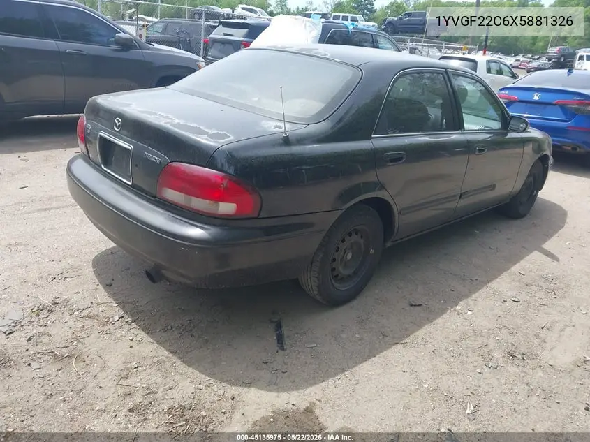 1999 Mazda 626 Es/Lx VIN: 1YVGF22C6X5881326 Lot: 45135975