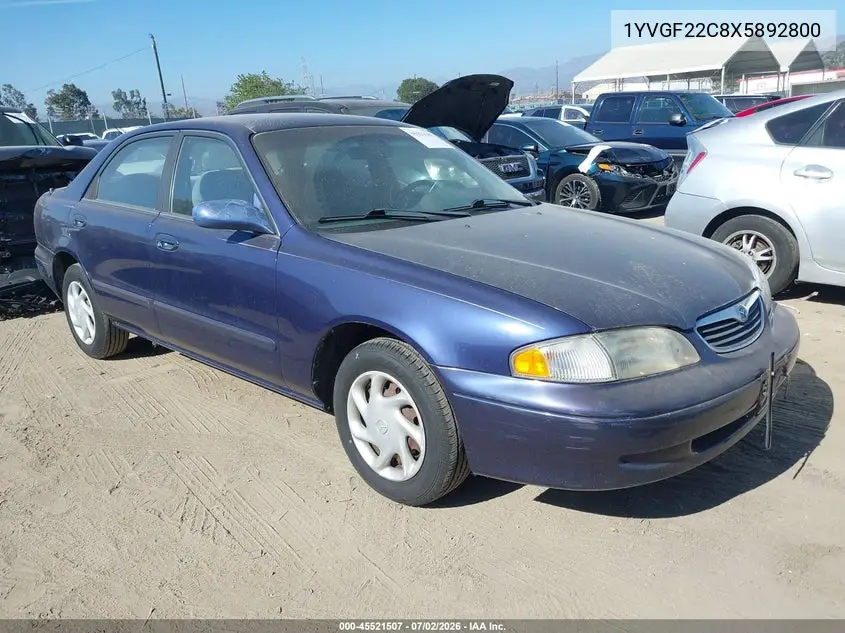 1999 Mazda 626 Es/Lx VIN: 1YVGF22C8X5892800 Lot: 45521507