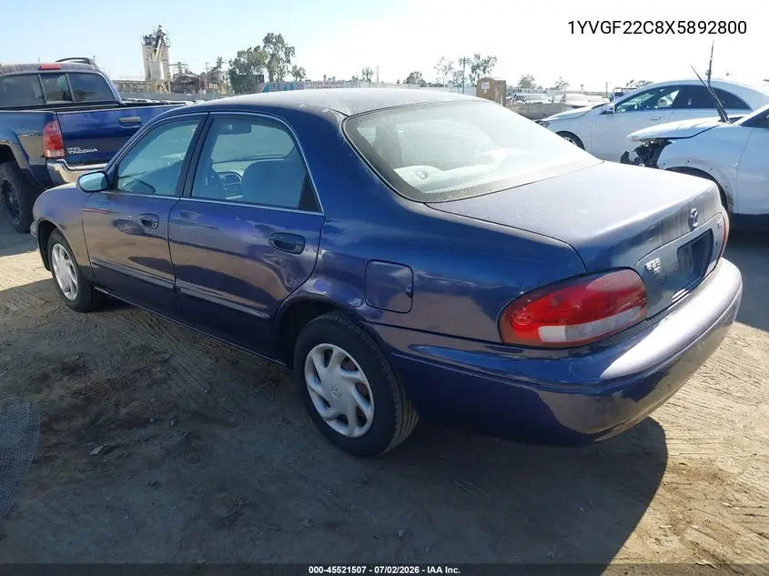 1999 Mazda 626 Es/Lx VIN: 1YVGF22C8X5892800 Lot: 45521507