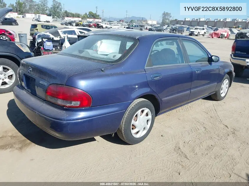 1999 Mazda 626 Es/Lx VIN: 1YVGF22C8X5892800 Lot: 45521507