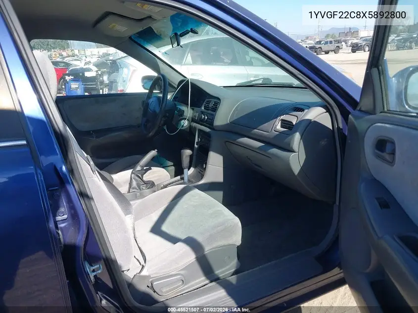 1999 Mazda 626 Es/Lx VIN: 1YVGF22C8X5892800 Lot: 45521507