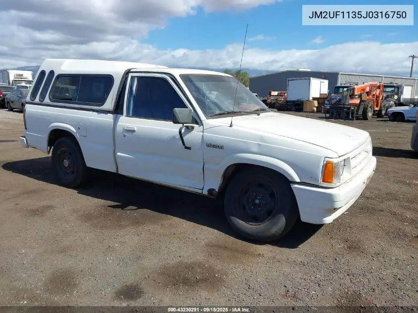 1988 Mazda B2200 Short Bed VIN: JM2UF1135J0316750 Lot: 43230291