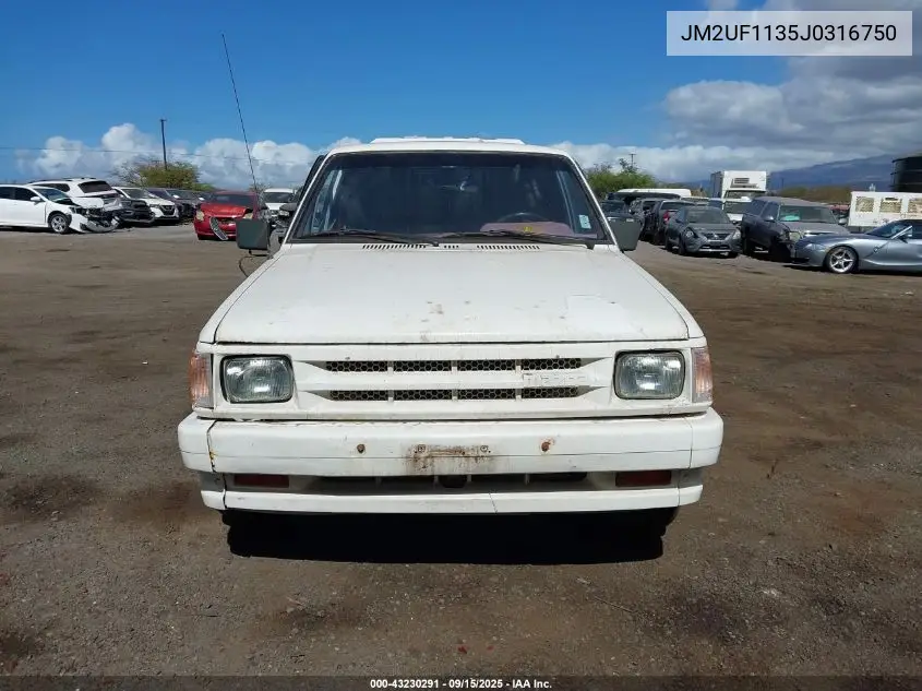 1988 Mazda B2200 Short Bed VIN: JM2UF1135J0316750 Lot: 43230291