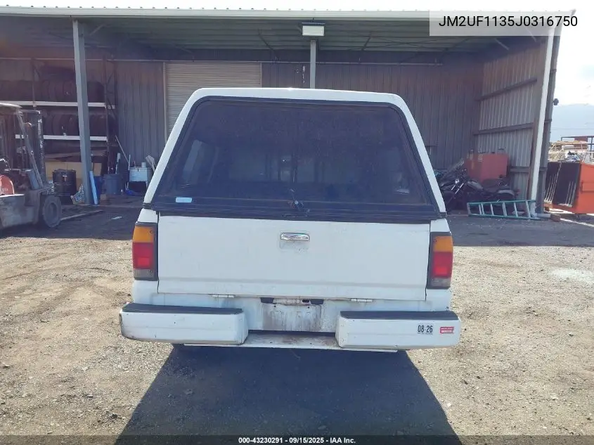 1988 Mazda B2200 Short Bed VIN: JM2UF1135J0316750 Lot: 43230291