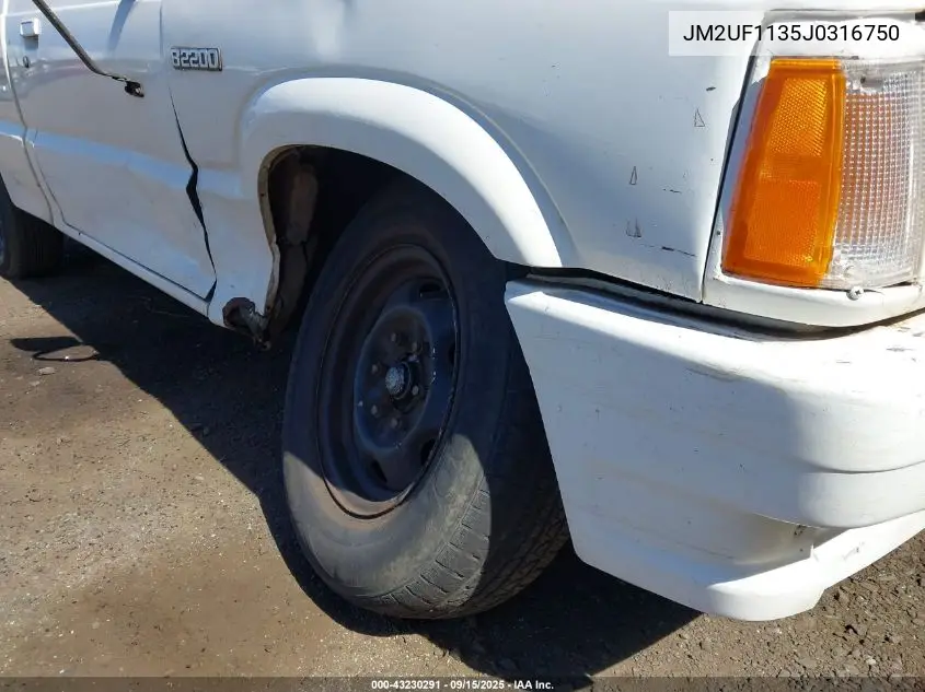 1988 Mazda B2200 Short Bed VIN: JM2UF1135J0316750 Lot: 43230291