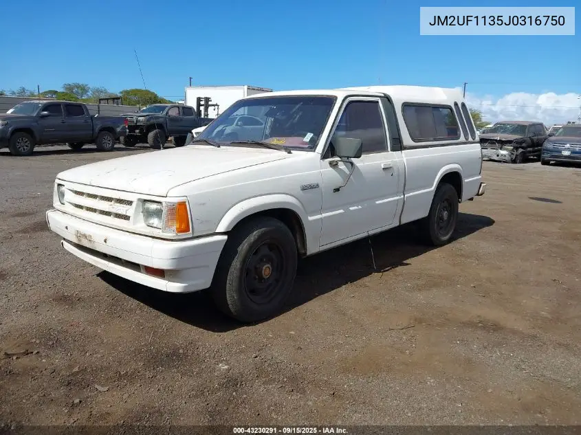 1988 Mazda B2200 Short Bed VIN: JM2UF1135J0316750 Lot: 43230291