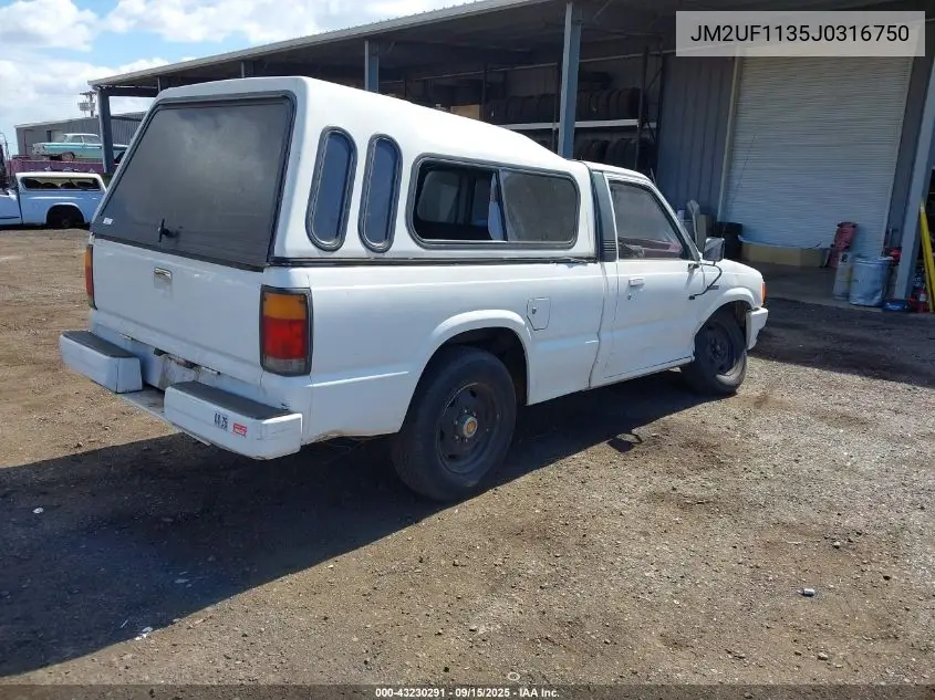 1988 Mazda B2200 Short Bed VIN: JM2UF1135J0316750 Lot: 43230291