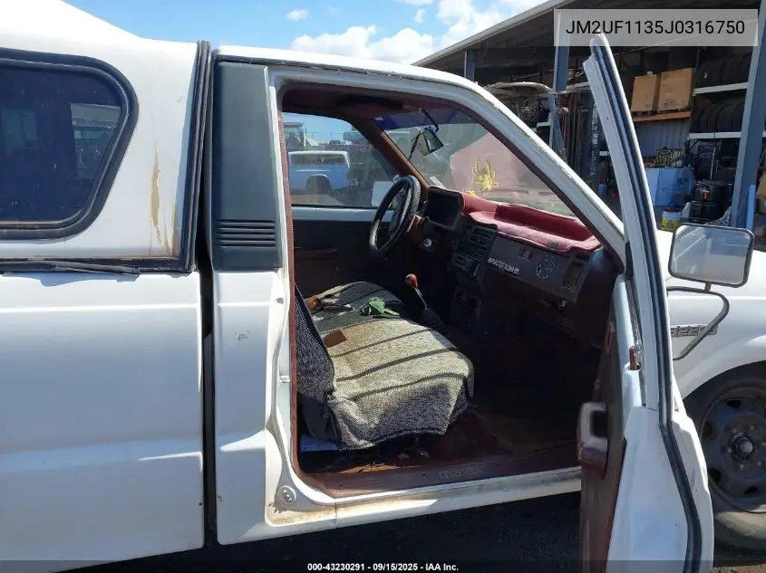 1988 Mazda B2200 Short Bed VIN: JM2UF1135J0316750 Lot: 43230291