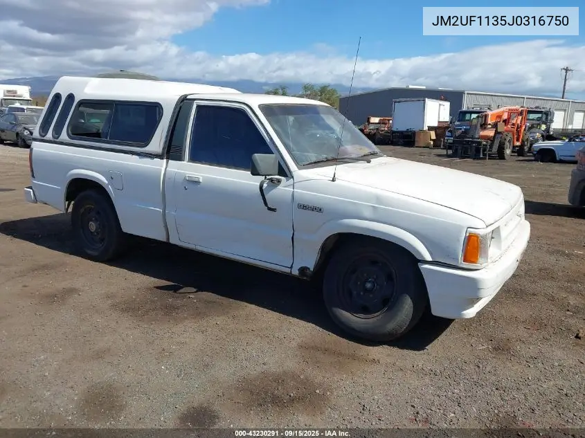 1988 Mazda B2200 Short Bed VIN: JM2UF1135J0316750 Lot: 43230291