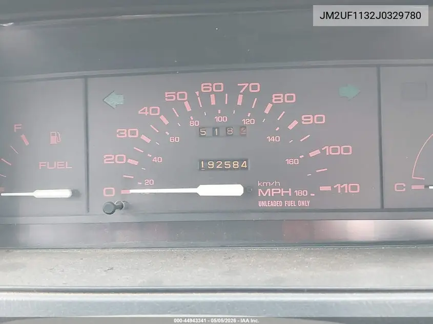 1988 Mazda B2200 Short Bed VIN: JM2UF1132J0329780 Lot: 44943341