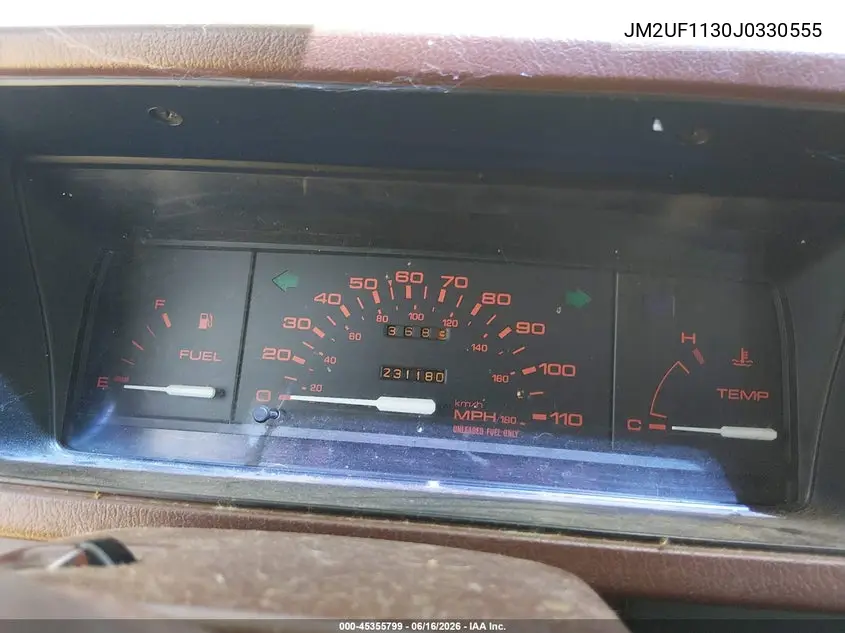 1988 Mazda B2200 Short Bed VIN: JM2UF1130J0330555 Lot: 45355799