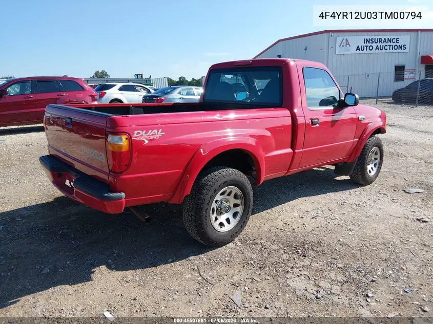2003 Mazda B3000 Ds VIN: 4F4YR12U03TM00794 Lot: 45507681