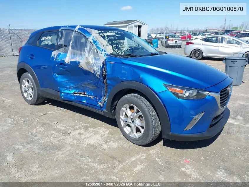 2016 Mazda Cx-3 VIN: JM1DKBC70G0100870 Lot: 12585907