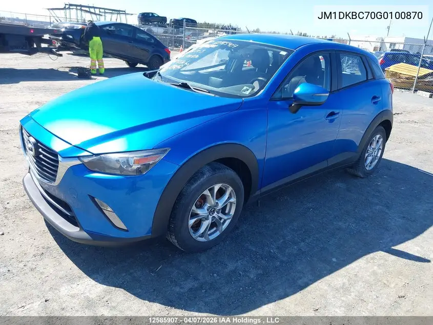 2016 Mazda Cx-3 VIN: JM1DKBC70G0100870 Lot: 12585907