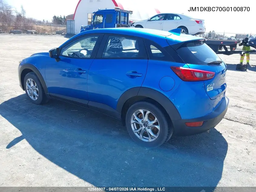 2016 Mazda Cx-3 VIN: JM1DKBC70G0100870 Lot: 12585907