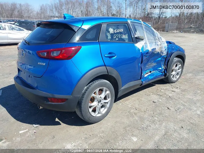 2016 Mazda Cx-3 VIN: JM1DKBC70G0100870 Lot: 12585907