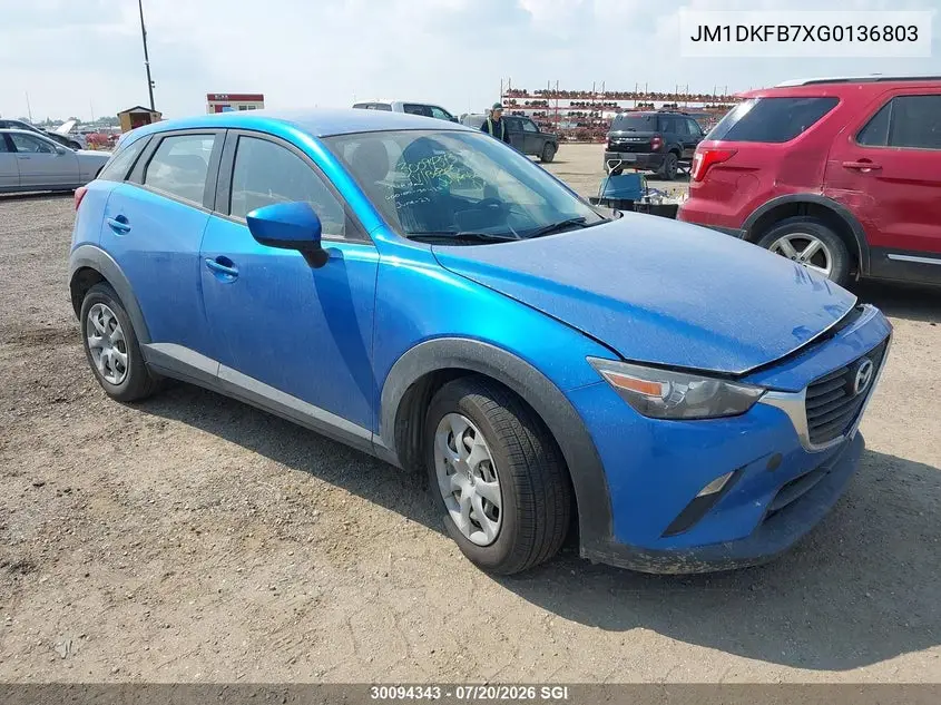 2016 Mazda Cx-3 Sport VIN: JM1DKFB7XG0136803 Lot: 30094343