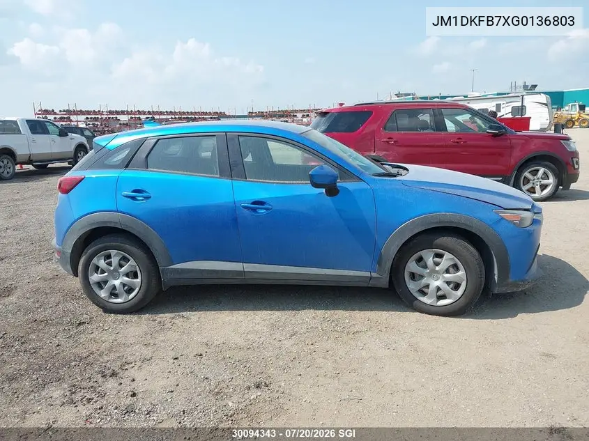 2016 Mazda Cx-3 Sport VIN: JM1DKFB7XG0136803 Lot: 30094343