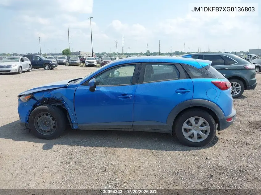 2016 Mazda Cx-3 Sport VIN: JM1DKFB7XG0136803 Lot: 30094343