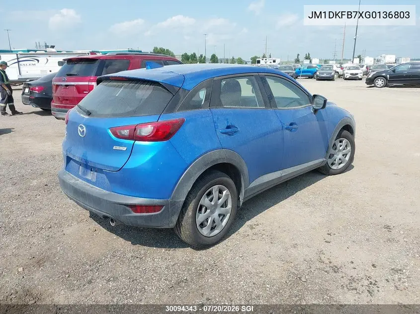 2016 Mazda Cx-3 Sport VIN: JM1DKFB7XG0136803 Lot: 30094343