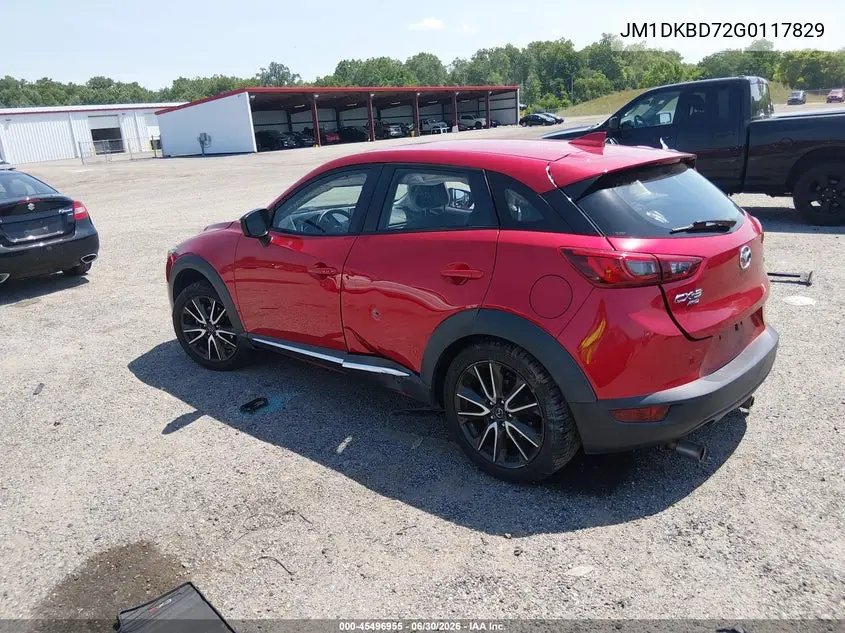 2016 Mazda Cx-3 Grand Touring VIN: JM1DKBD72G0117829 Lot: 45496955