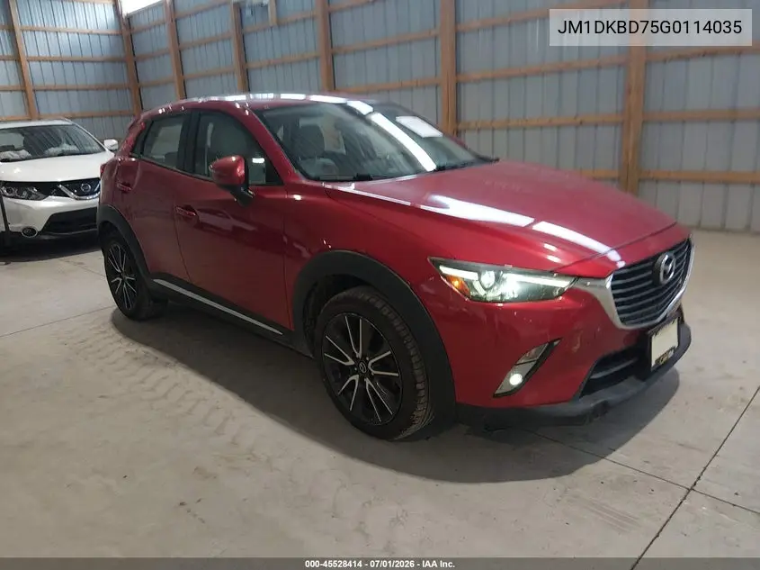 2016 Mazda Cx-3 Grand Touring VIN: JM1DKBD75G0114035 Lot: 45528414