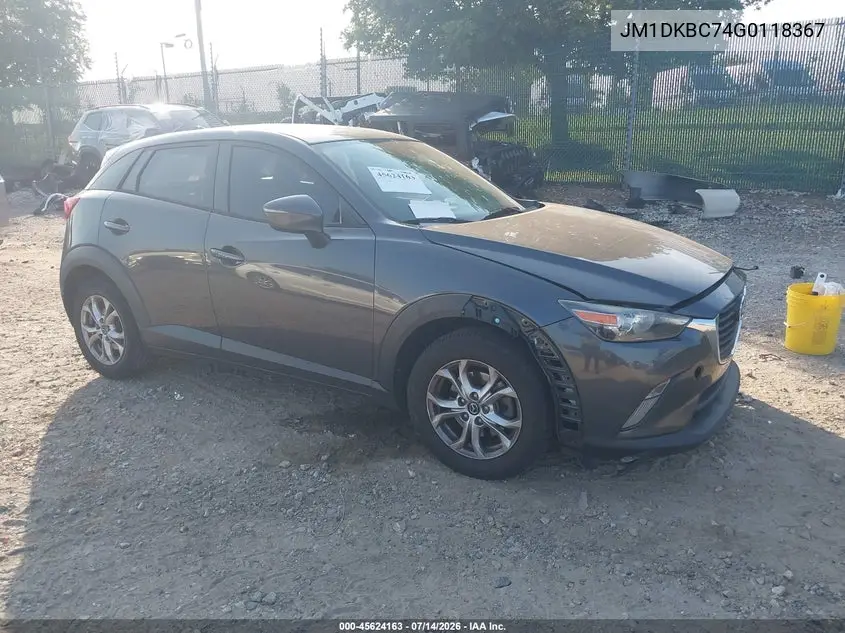 2016 Mazda Cx-3 Touring VIN: JM1DKBC74G0118367 Lot: 45624163