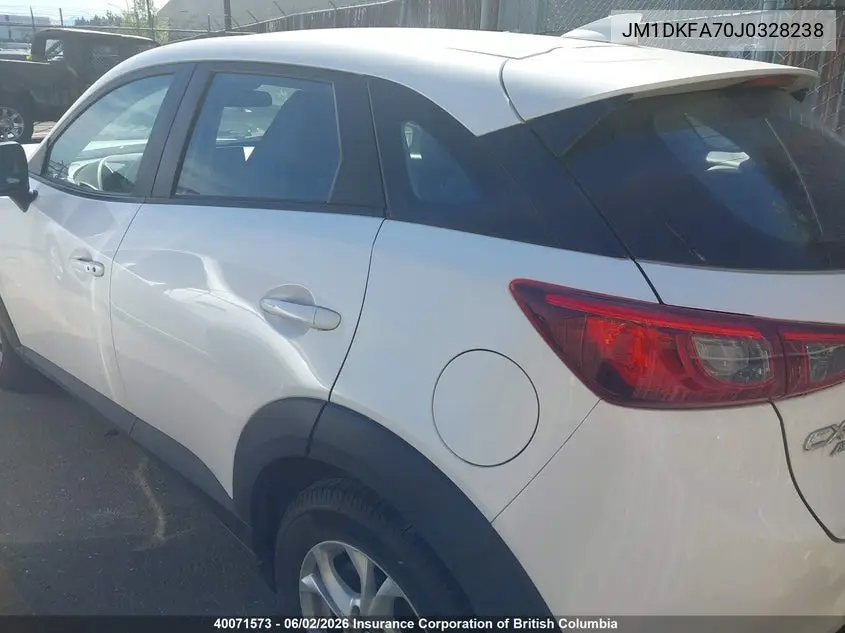 2018 Mazda Cx-3 Sv VIN: JM1DKFA70J0328238 Lot: 40071573