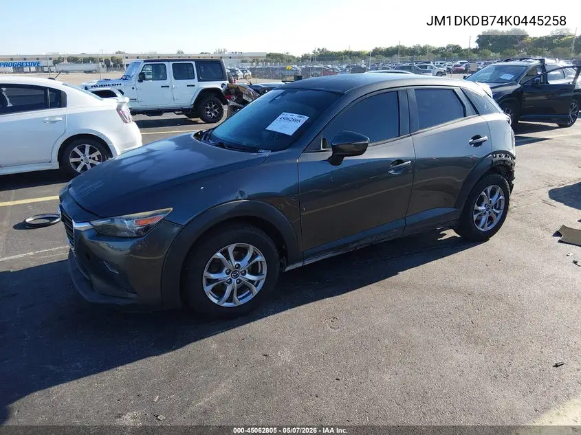 2019 Mazda Cx-3 Sport VIN: JM1DKDB74K0445258 Lot: 45062805