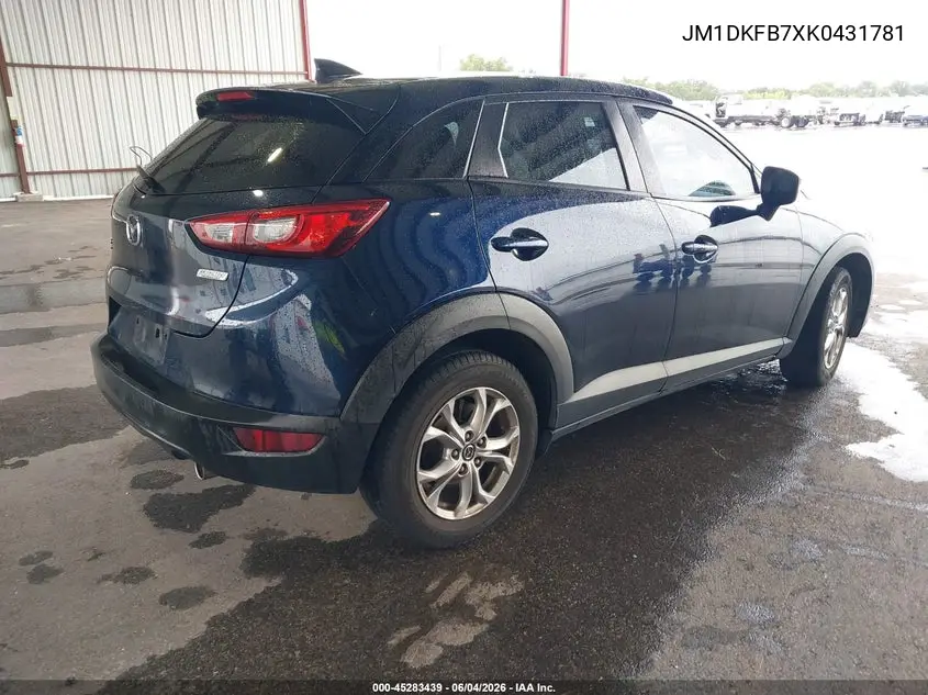 2019 Mazda Cx-3 Sport VIN: JM1DKFB7XK0431781 Lot: 45283439