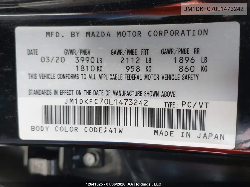2020 Mazda Cx-3 Gs VIN: JM1DKFC70L1473242 Lot: 12641525