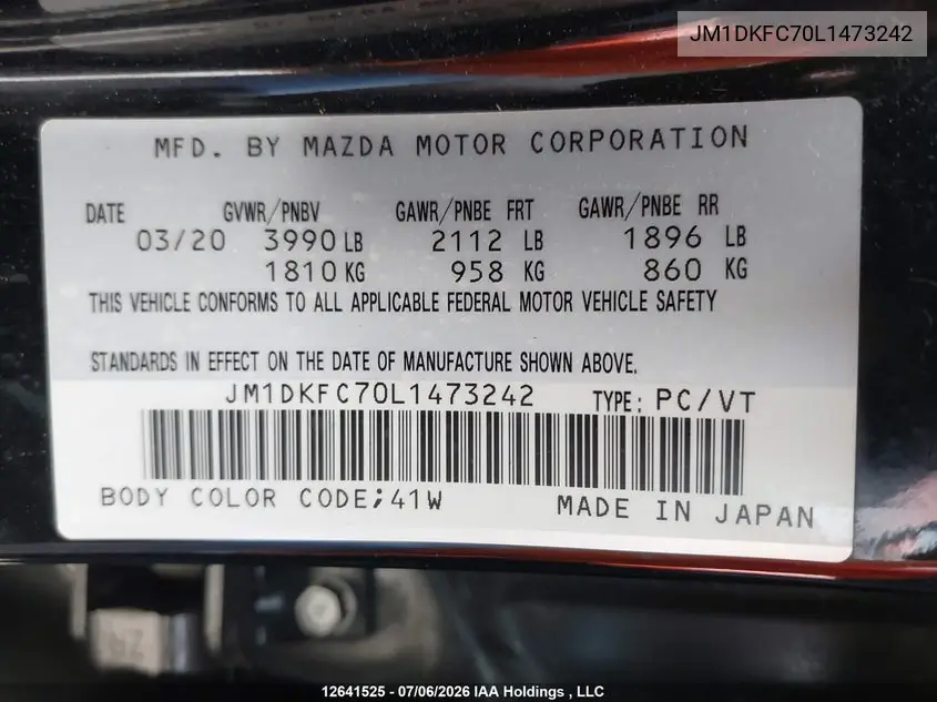 2020 Mazda Cx-3 Gs VIN: JM1DKFC70L1473242 Lot: 12641525