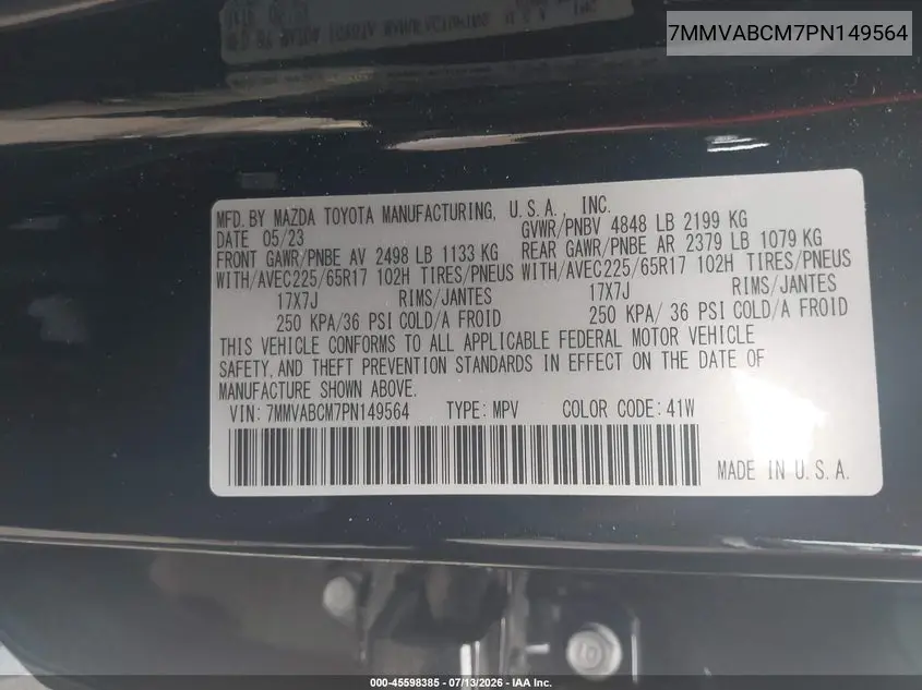 2023 Mazda Cx-50 2.5 S Preferred Plus VIN: 7MMVABCM7PN149564 Lot: 45598385