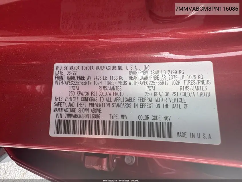 2023 Mazda Cx-50 2.5 S Preferred Plus VIN: 7MMVABCM8PN116086 Lot: 45620243