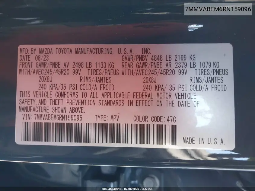 2024 Mazda Cx-50 2.5 S Premium Plus VIN: 7MMVABEM6RN159096 Lot: 45549018