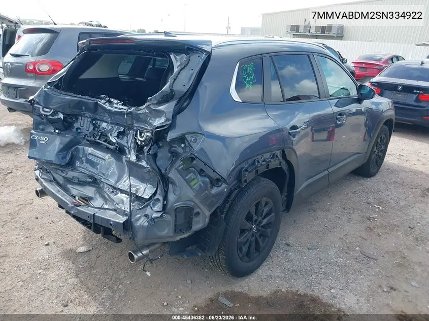 2025 Mazda Cx-50 2.5 S Premium Package VIN: 7MMVABDM2SN334922 Lot: 45436382