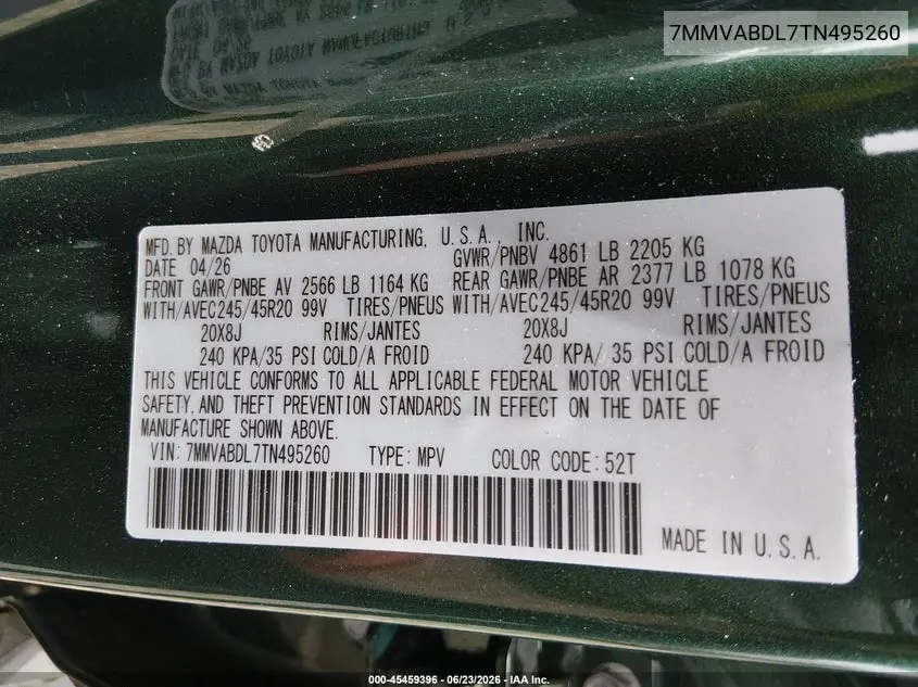 2026 Mazda Cx-50 2.5 S Premium VIN: 7MMVABDL7TN495260 Lot: 45459396
