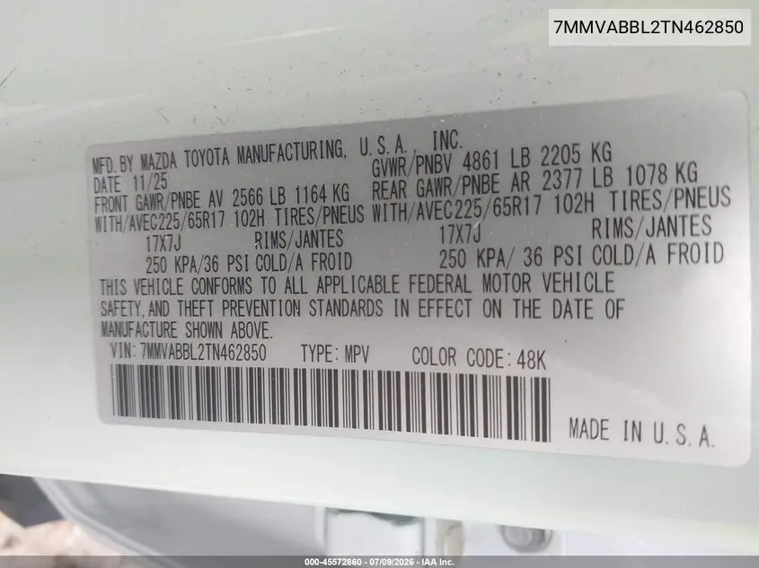 2026 Mazda Cx-50 2.5 S Preferred VIN: 7MMVABBL2TN462850 Lot: 45572860