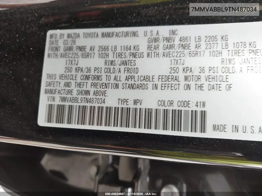 2026 Mazda Cx-50 2.5 S Preferred VIN: 7MMVABBL9TN487034 Lot: 45634667
