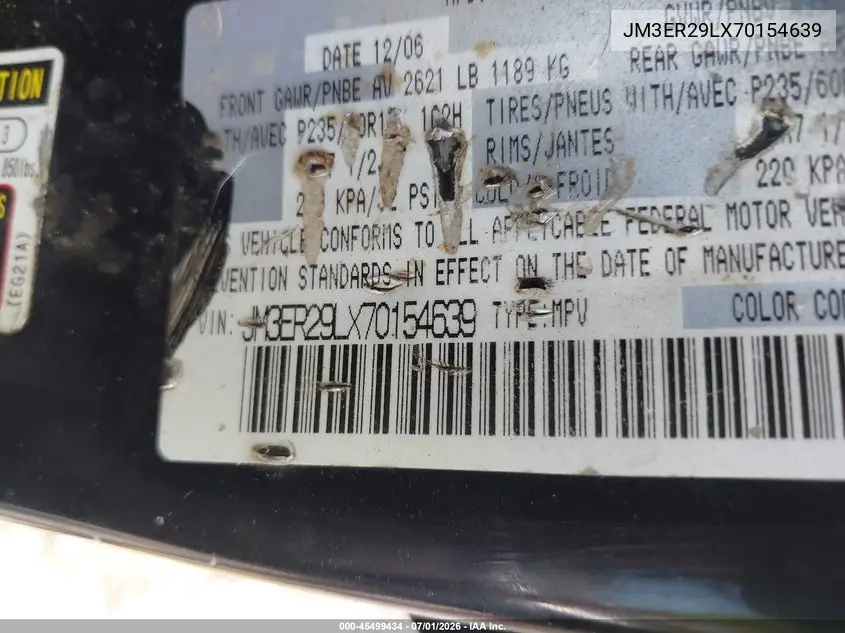 2007 Mazda Cx-7 Grand Touring VIN: JM3ER29LX70154639 Lot: 45499434