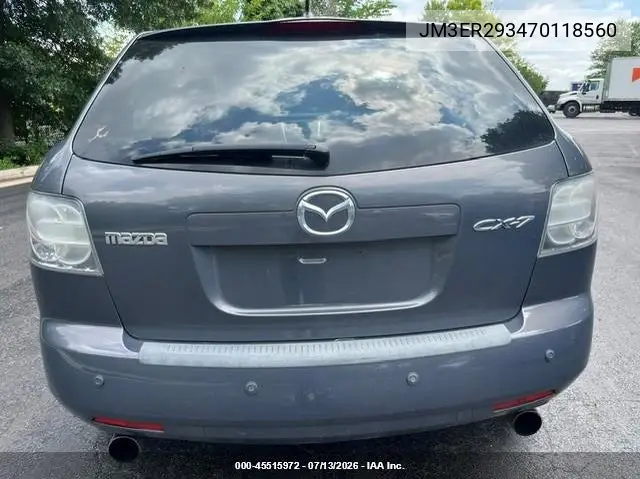 2007 Mazda Cx-7 Grand Touring VIN: JM3ER293470118560 Lot: 45515972