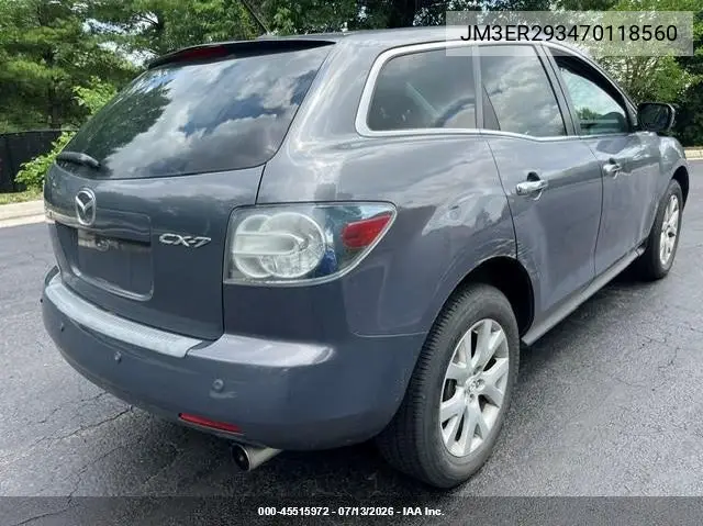 2007 Mazda Cx-7 Grand Touring VIN: JM3ER293470118560 Lot: 45515972