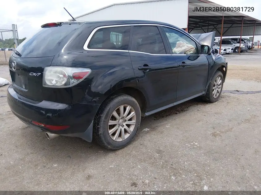 2011 Mazda Cx-7 I Sport VIN: JM3ER2B50B0381729 Lot: 45115409