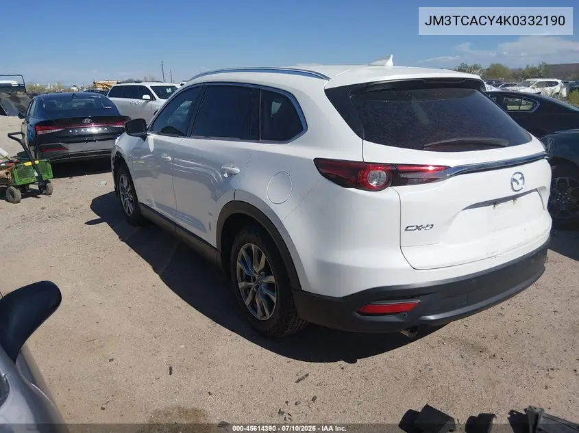 2019 Mazda Cx-9 Touring VIN: JM3TCACY4K0332190 Lot: 45614390
