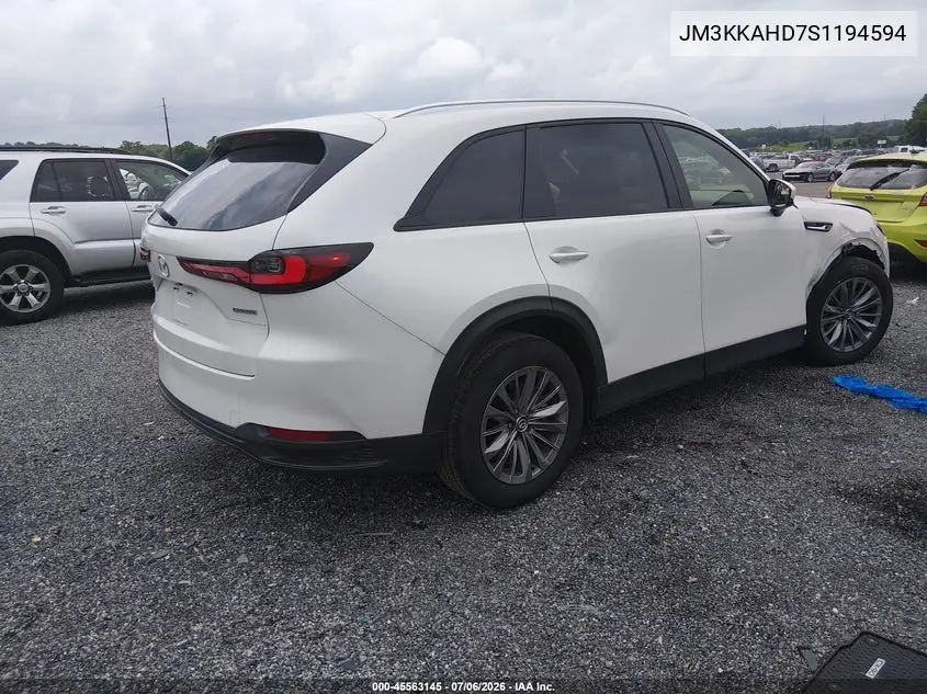 2025 Mazda Cx-90 3.3 Turbo Select Package VIN: JM3KKAHD7S1194594 Lot: 45563145