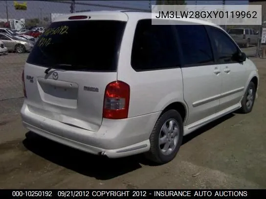2000 Mazda Wagon Mpv Wagon VIN: JM3LW28GXY0119962 Lot: 10250192