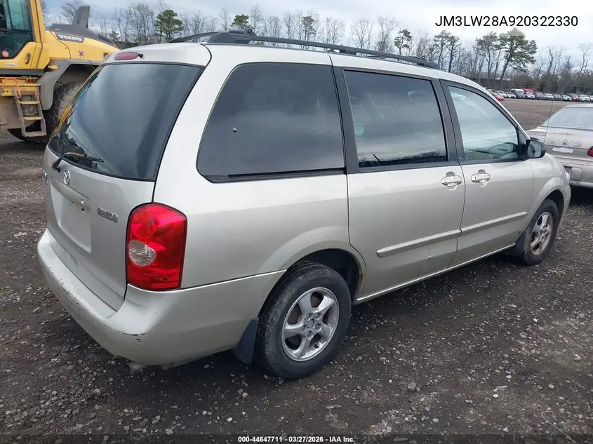 2002 Mazda Mpv Es/Lx VIN: JM3LW28A920322330 Lot: 44647711