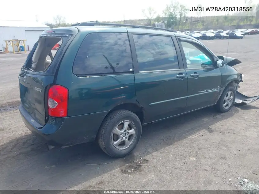 2002 Mazda Mpv Es/Lx VIN: JM3LW28A420318556 Lot: 44930530