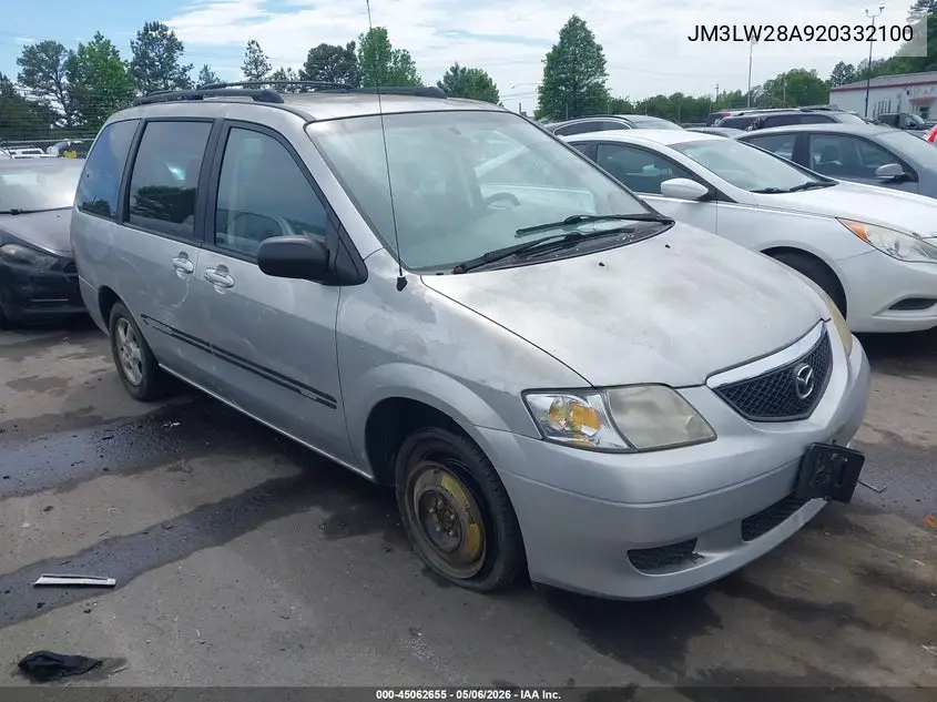 2002 Mazda Mpv Es/Lx VIN: JM3LW28A920332100 Lot: 45062655